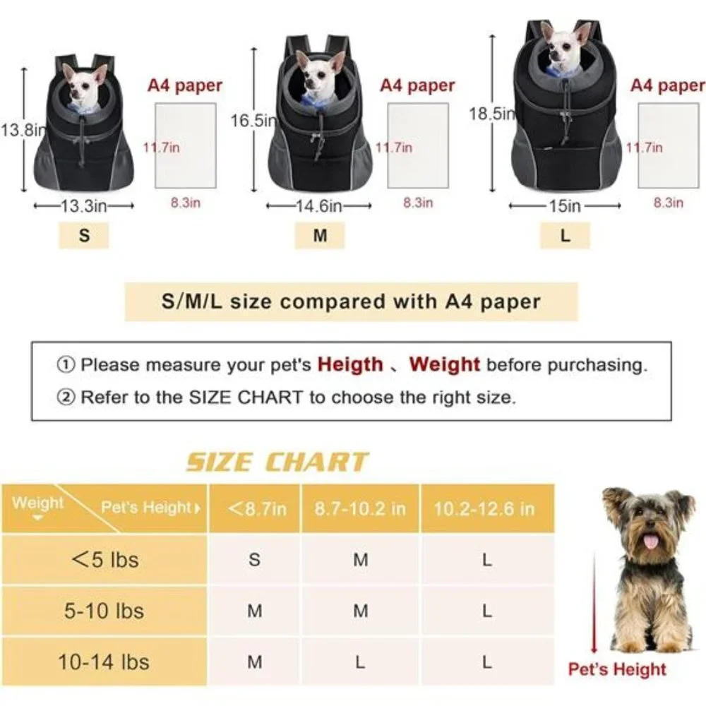 Dog Carrier Backpack Side Storage Pockets Dog Backpack Carrier Adjustable Straps